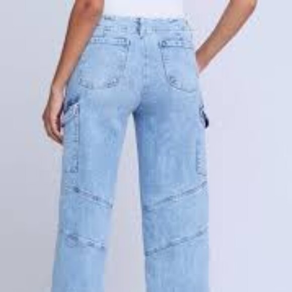 NWOT: L'Agence  Brooklyn High Waist Wide Leg Cargo Jeans Sz 25 - Picture 5 of 12